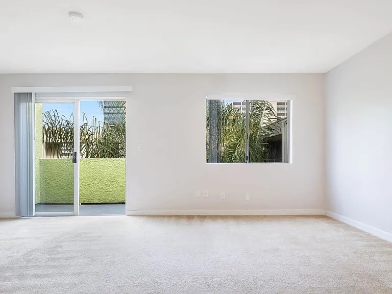 Carpeted Studio Living and Sleeping Room with Balcony