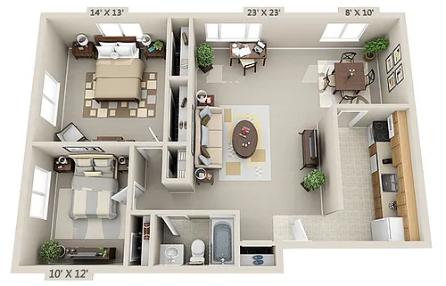 Floor plan 2 Bed 1 Bath