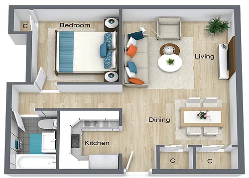 Floor plan CF 1x1A