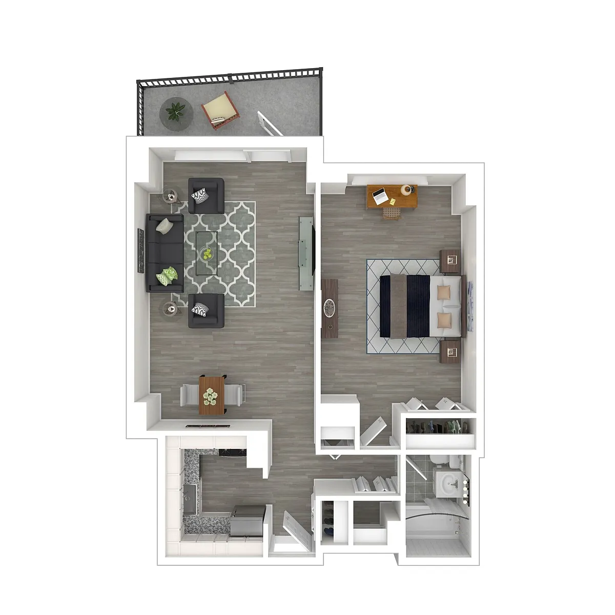 Floor plan A1 - 1 Bed/1 Bath