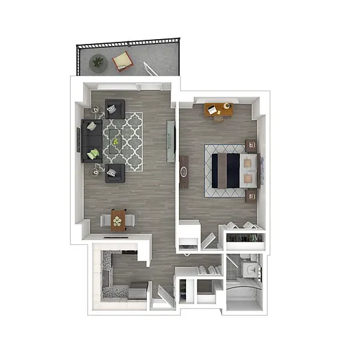 Floor plan A1R - Renovated 1 Bed/1 Bath