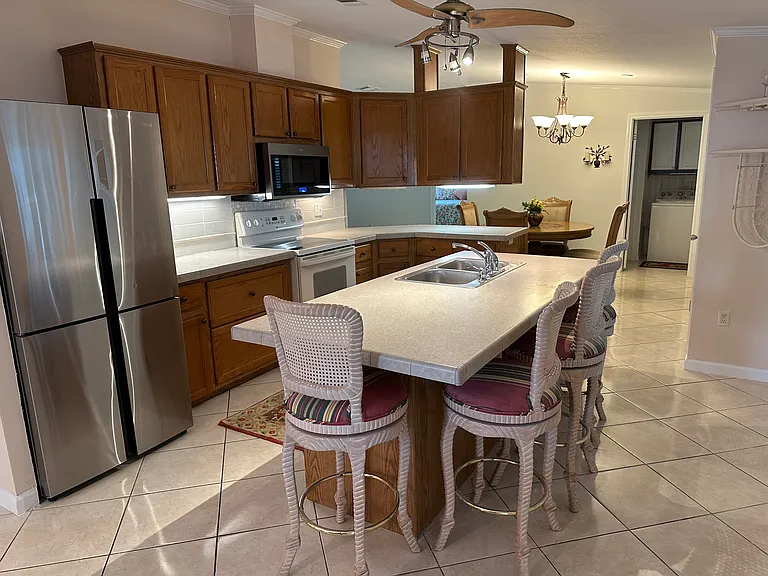 Kitchen with large bar seating!
