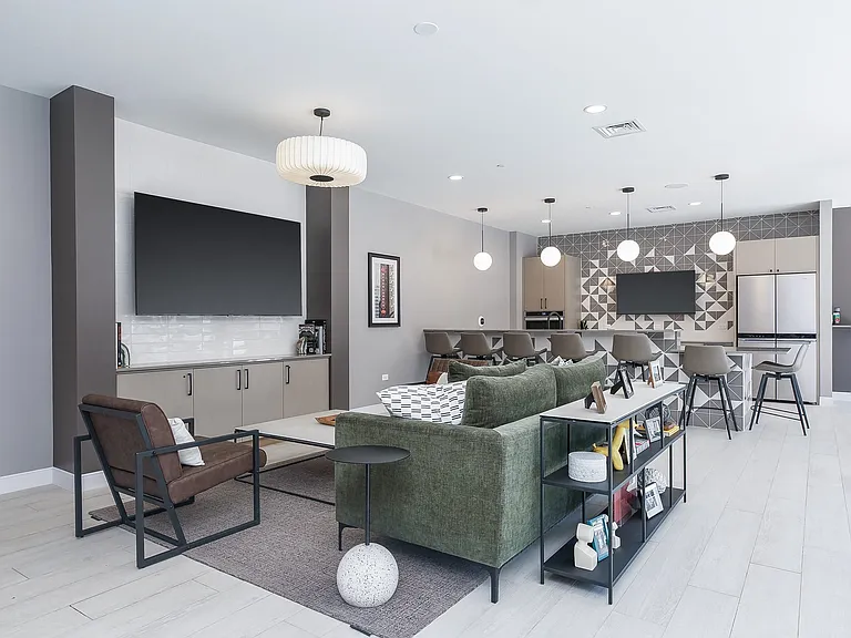 Clubhouse with 2 TV's, shuffle board table, scrabble board, oven and fridge