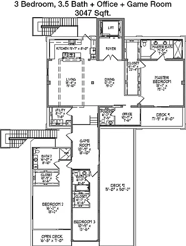 Floor plan Penthouse 3 bed, 3 bath