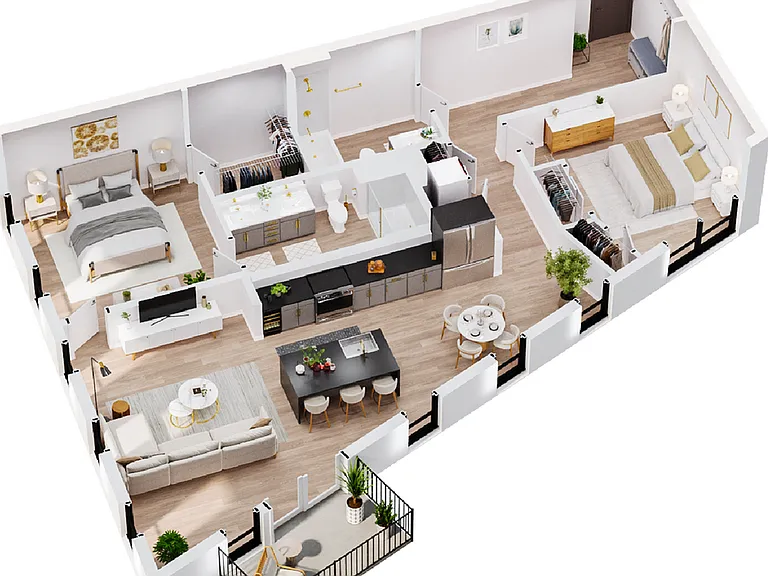 3D Io - Two Bedroom Floor Plan - Salt Lake City, UT 3D Io - Two Bedroom Floor Plan - Salt Lake City, UT