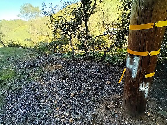 Corner stake is near power pole
