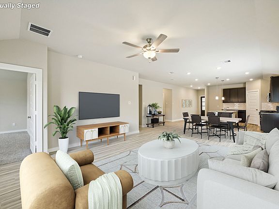 The living room of a home in Wall Street Village of Richmond, TX.