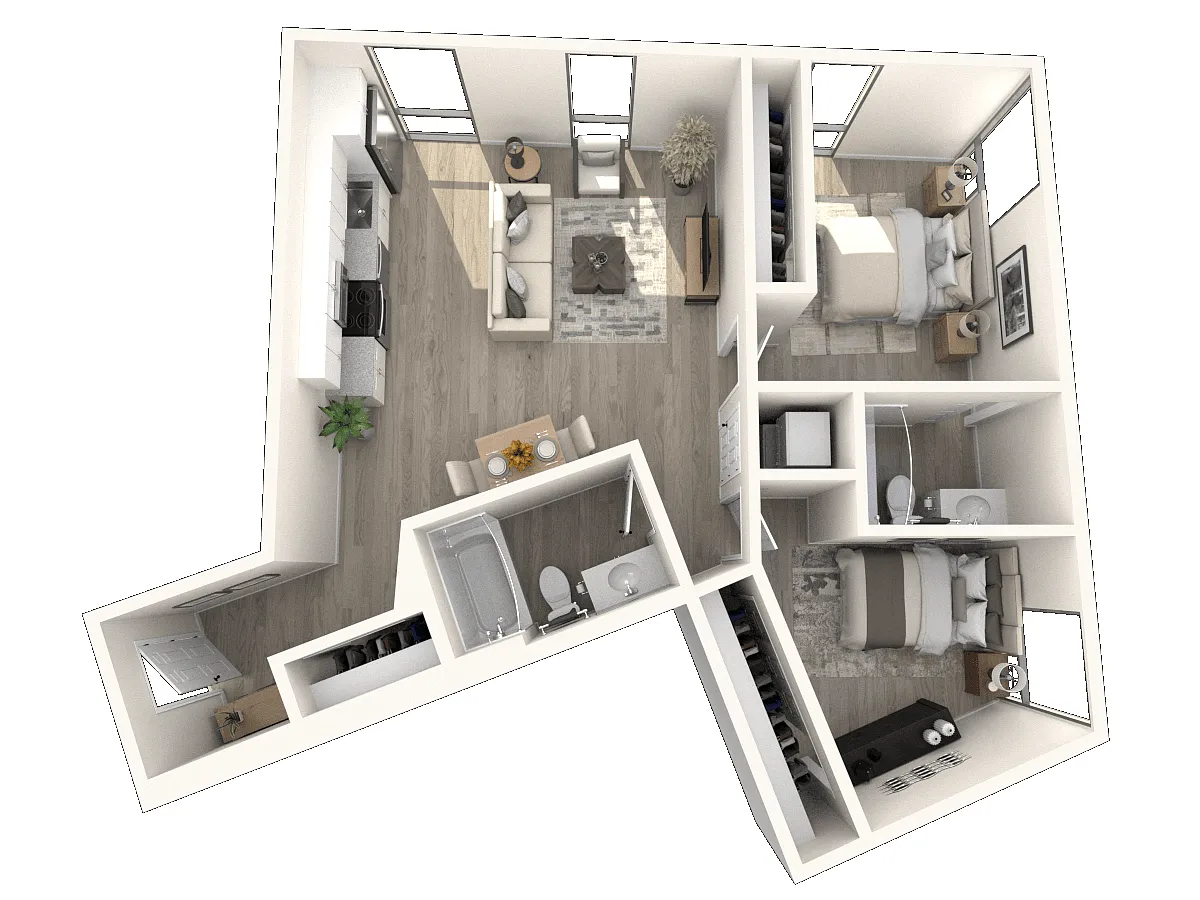 Floor plan 2 Bedrooms, 2 Bathrooms