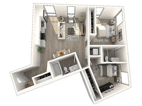 Floor plan 2 Bedrooms, 2 Bathrooms