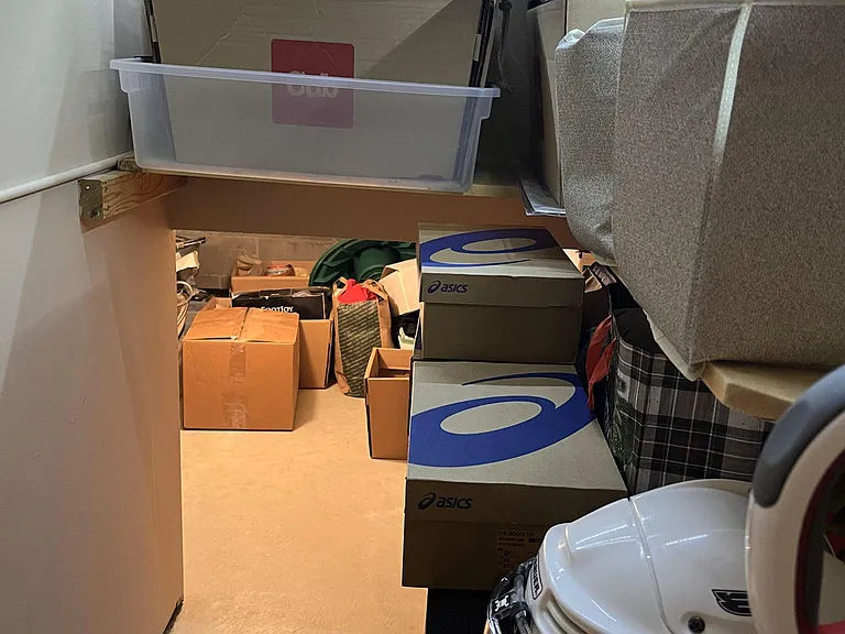 Under stair storage is convenient.