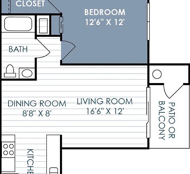 1 Bedroom 1 Bathroom A Floorplan Diagram
