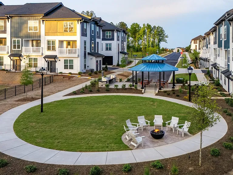 Courtyard with firepit and seating