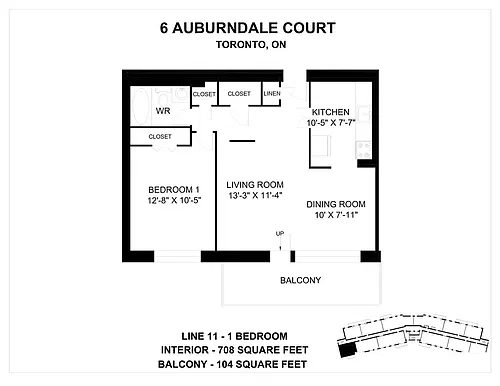 Floor plan 1 Bedroom 1 Bed 1 Bath