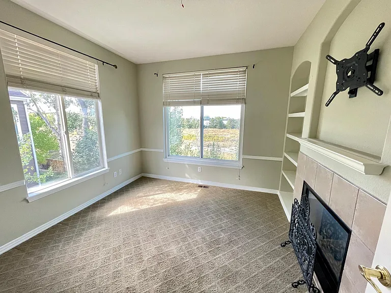 Study on the main floor with two-sided has fireplace that shines into the family room as well. The light in here in spectacular!