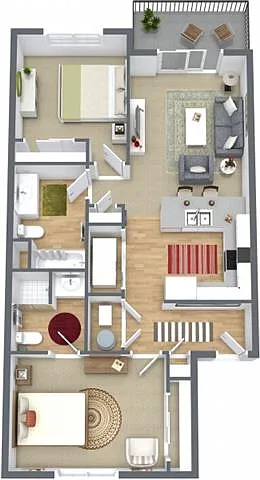 Floor plan 2 Bedrooms / 2 Bathrooms