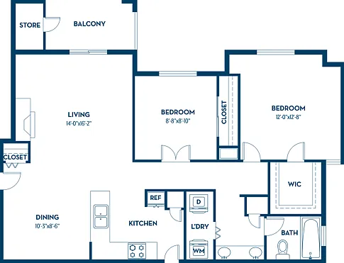 2 Bedroom | 1 Bath | 956 SF (Attached Garage Available) 2 Bedroom | 1 Bath | 956 SF (Attached Garage Available)