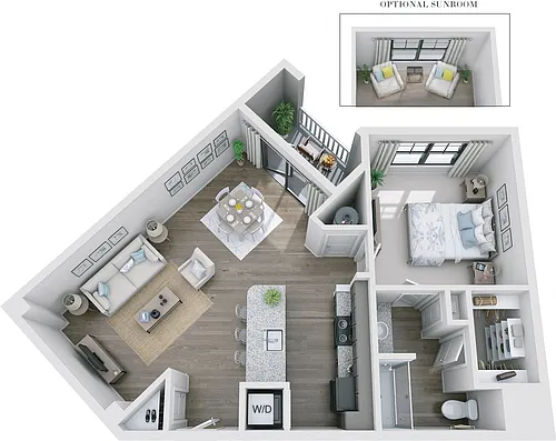Floor plan 1BR 1BA (788 SF)