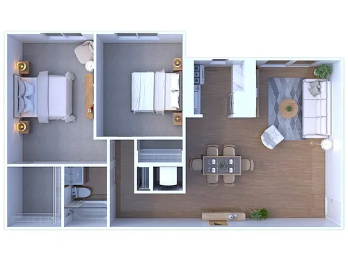 Floor plan 2BR - 1BTH - Waterford