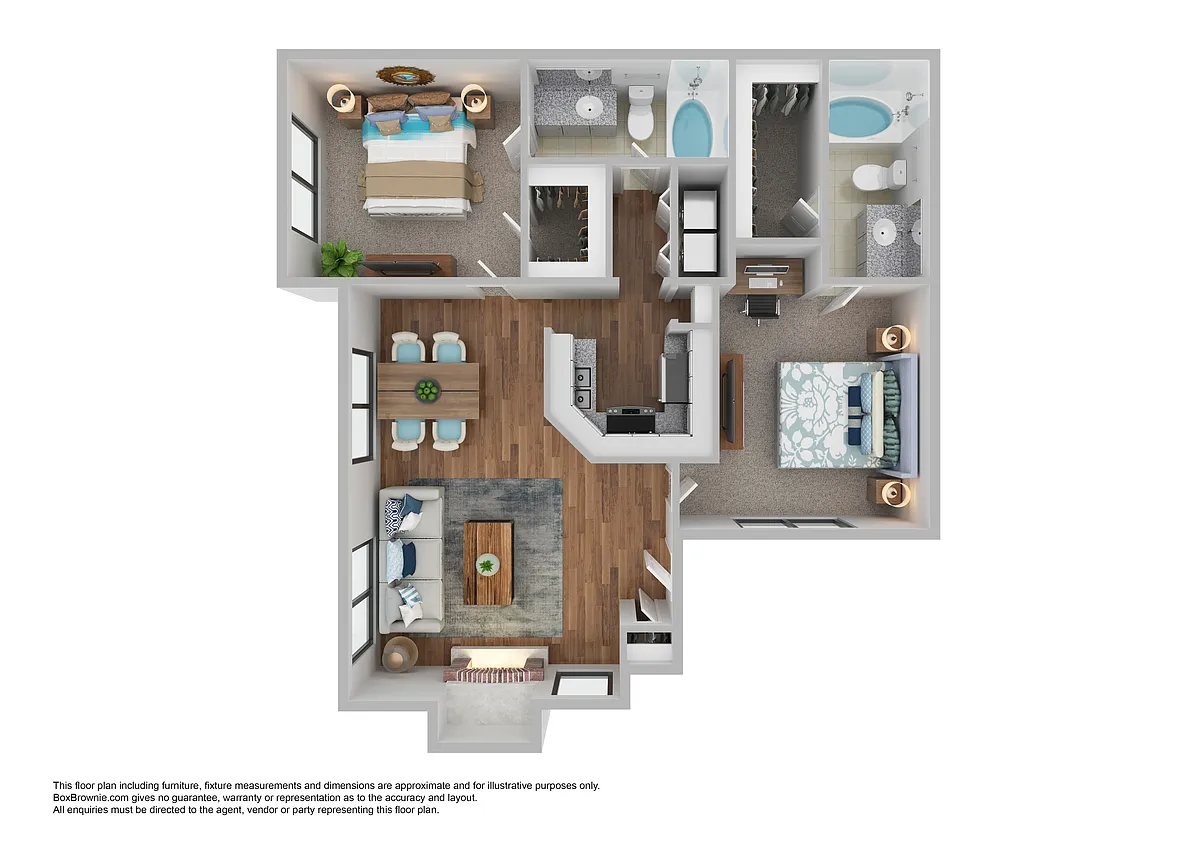 Floor plan 2 Bedroom 2 Bath Style B3