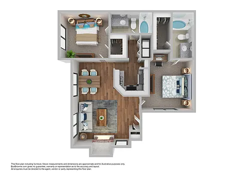 Floor plan 2 Bedroom 2 Bath Style B3