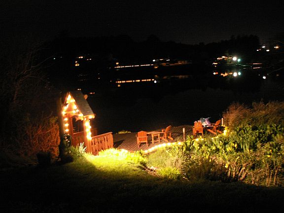 Night time view of deck/dock