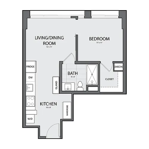 Floor plan 1 Bed/1 Bath-A-1A