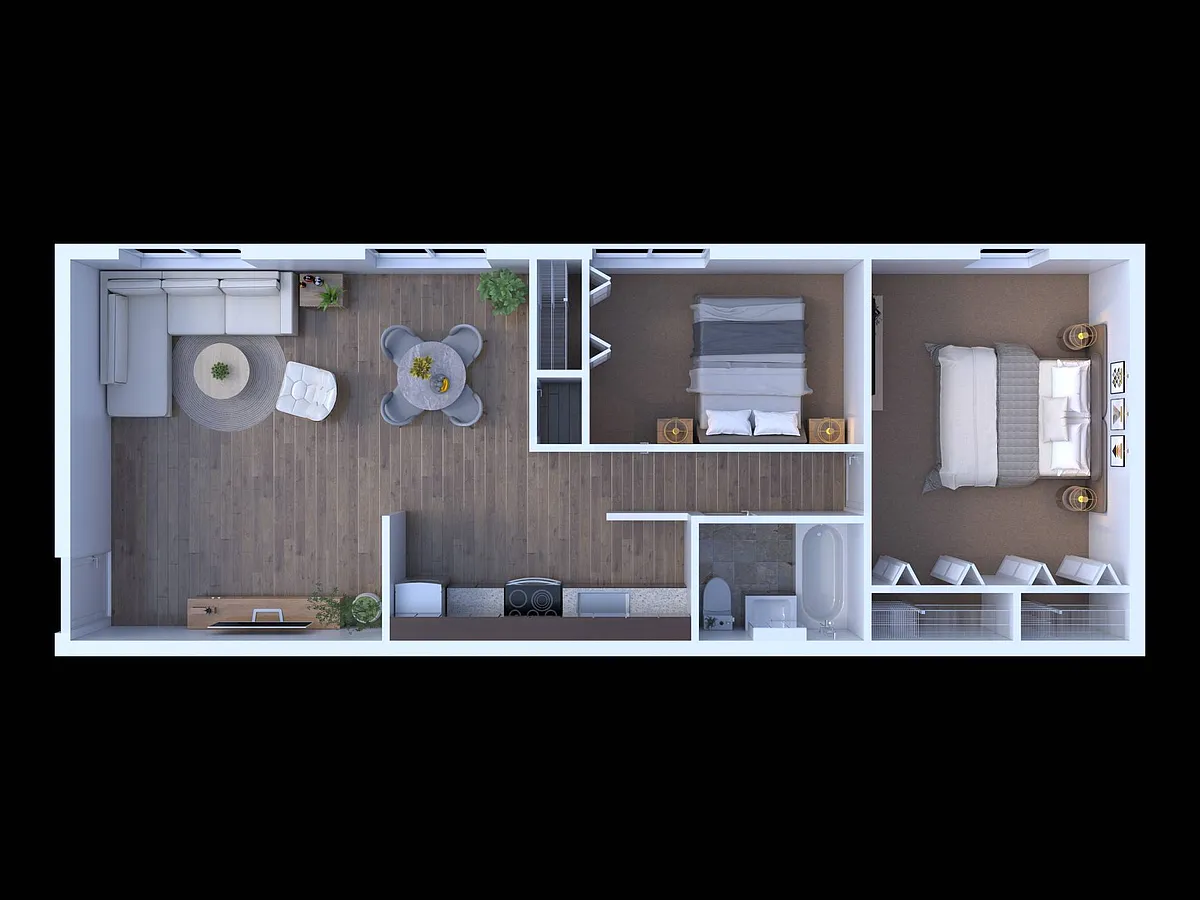 Floor plan 2 Bed 1 Bath | Classic