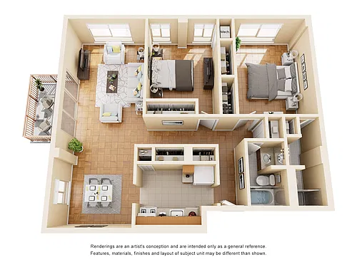 Floor plan 2 Bedroom 2 Bath Floor Plan