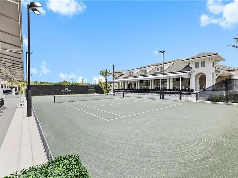 Center court and tennis clubhouse.