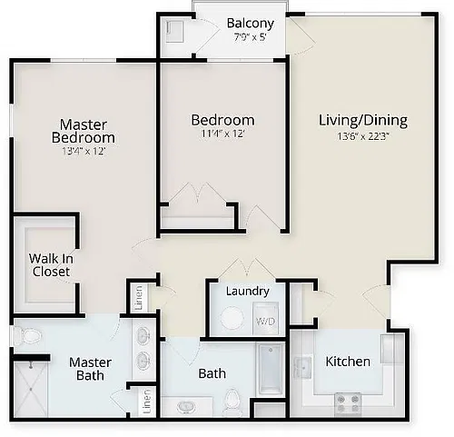 Floor plan TOP FLOOR CORNER 2BED 2BATH
