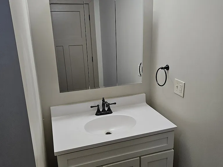 Bathroom Sink. Triple Fold Mirror with Storage.