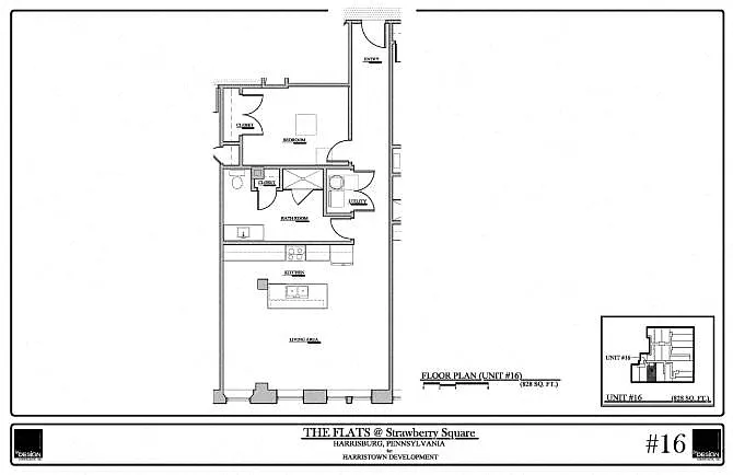 Floor plan FLAT - 16- 1 Bedroom - 1 Bathroom