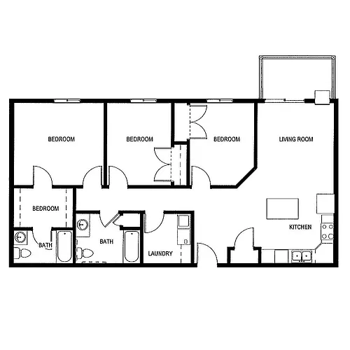 Floor plan 3 Bed 2 Bath