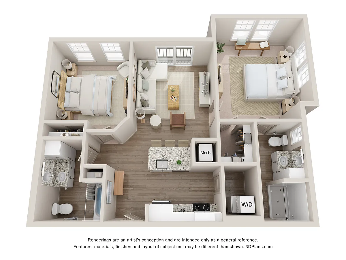 Floor plan Wahoo | 2 Bed | 2 Bath