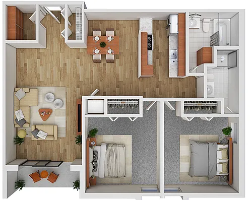 Floor plan 2 Bedroom/2 Bath