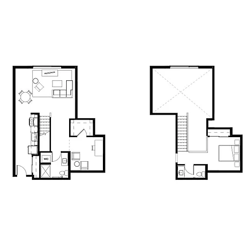 Floor plan One Bed + Den 28