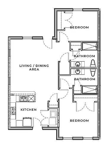 Floor plan 2 Bedroom 2 Bathroom