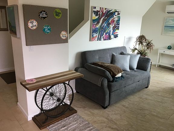 Sofa has a queen size hide a bed