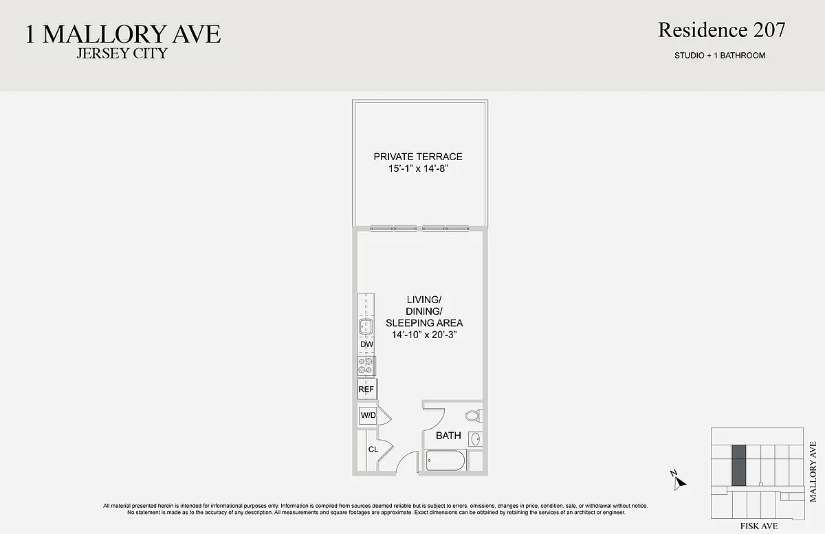 Floor plan Studio balcony