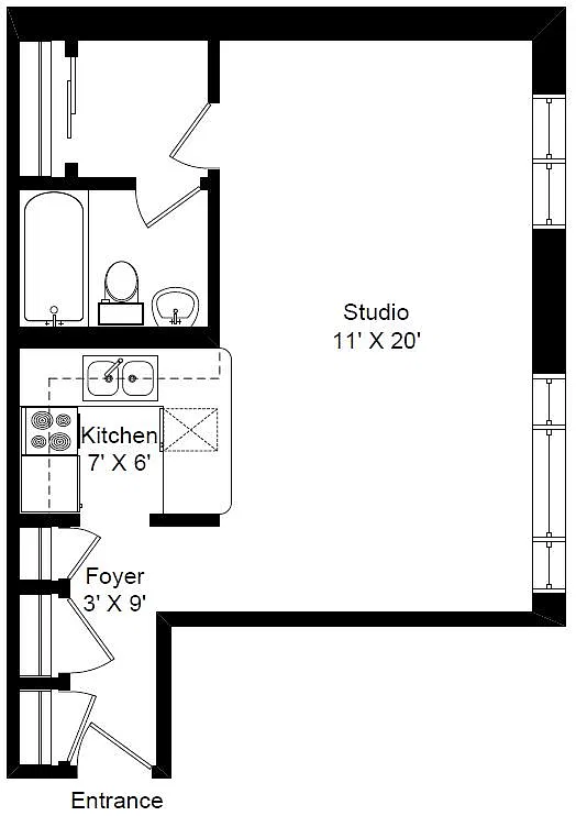Floor plan Renovated Studio