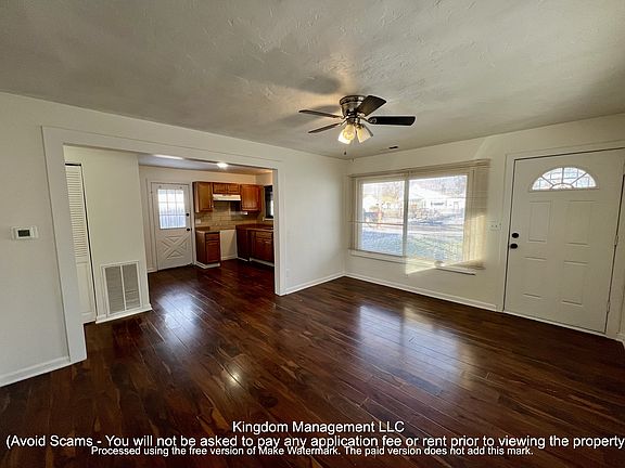 Living Room and Kitchen with laminate flooring