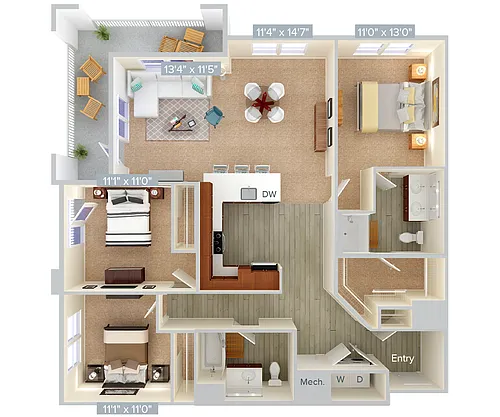 Floor plan C1-2-Var-1415