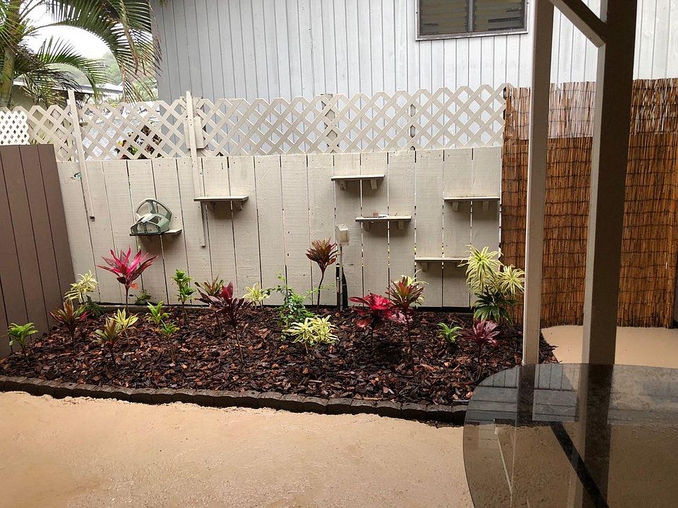 Serene garden in large outdoor private patio
