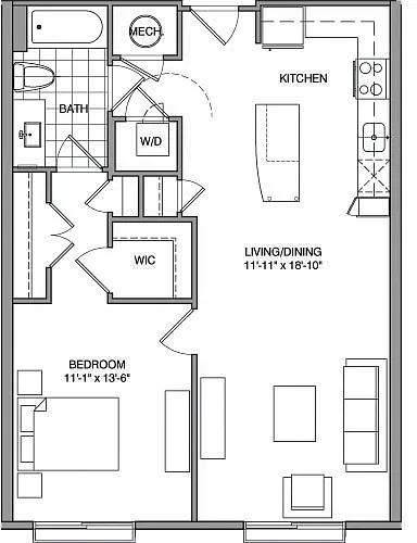 Floor plan 1 Bdrm I