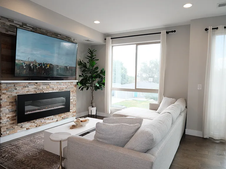 New 75 inch TV included free of charge and upgraded fireplace