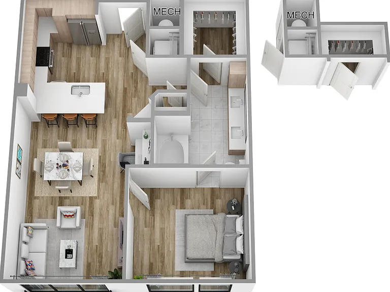 E | 1 Bed | 1 Bath floor plan Sagewell Hanover