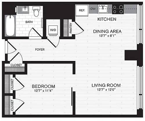 Floor plan 1 Bed/1 Bath