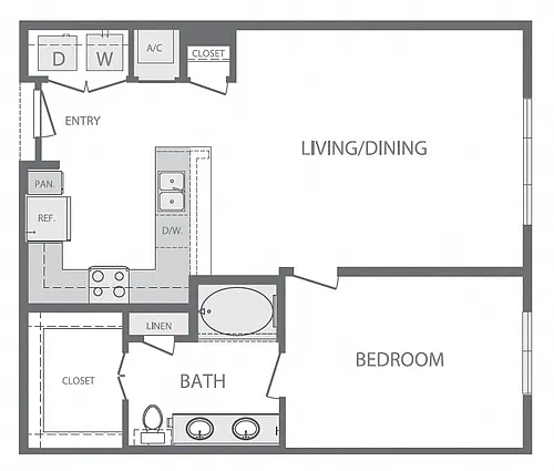 Floor plan A4 1Bed 1Bath
