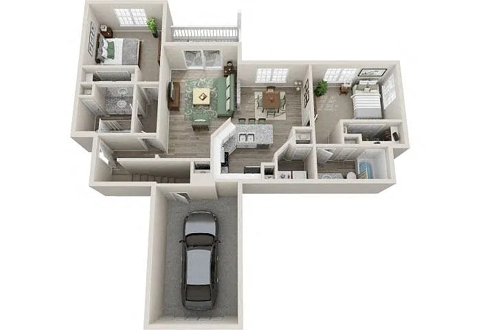Floor plan Two Bedroom Two Bath w/ Garage