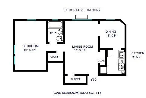 Floor plan One bedroom 02